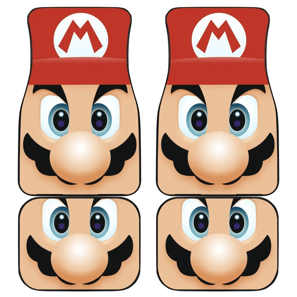 Mario Car Mats Game Character Mario Face Details Pattern 3d Style Car Floor Mats Red