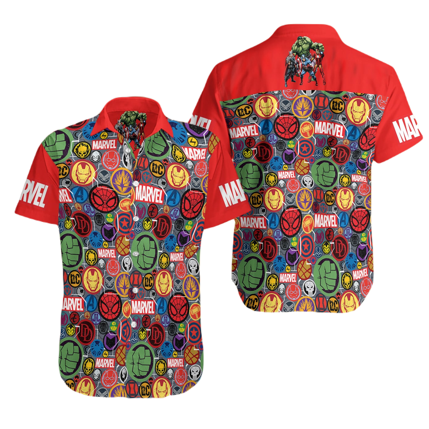 MV Hawaii Shirt MV Heroes Symbol Doodle Pattern Hawaiian Shirt Colorful Unisex