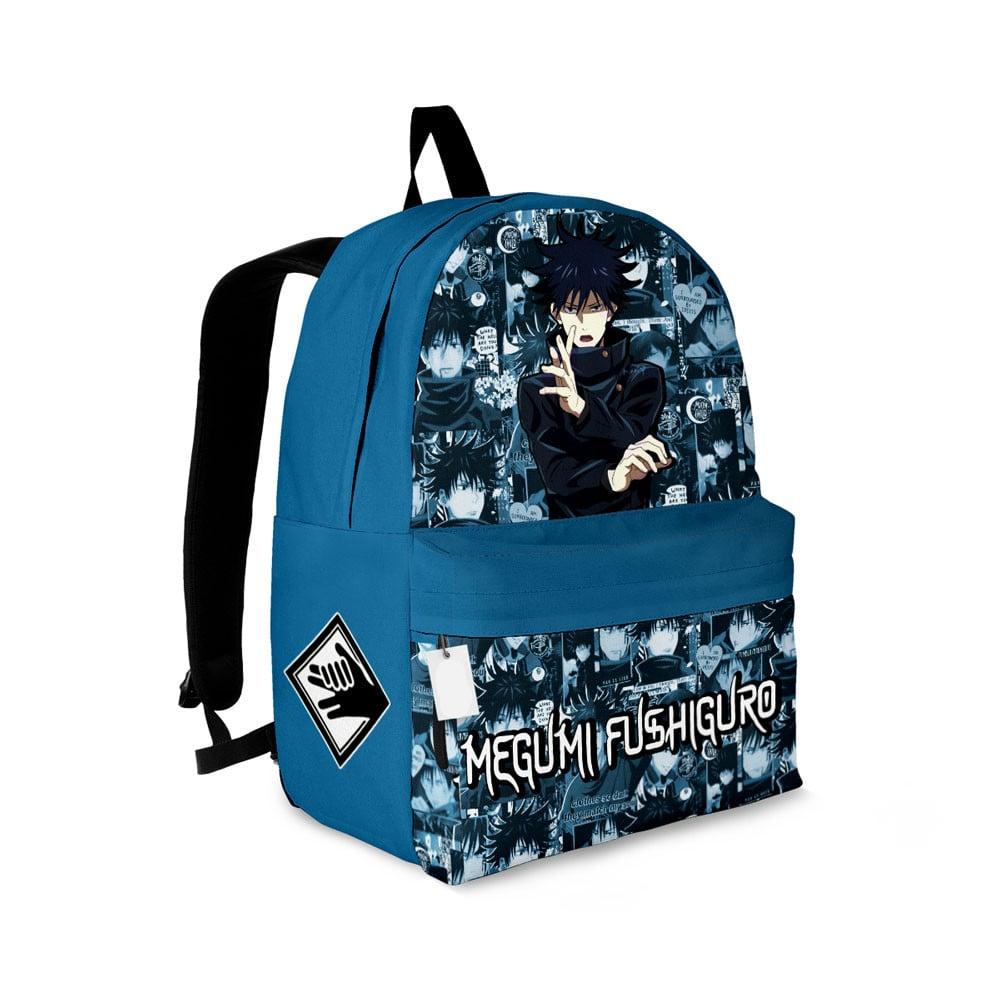 Jujutsu Kaisen Backpack Megumi Fushiguro Graphic Symbol Manga Pattern Backpacks Blue