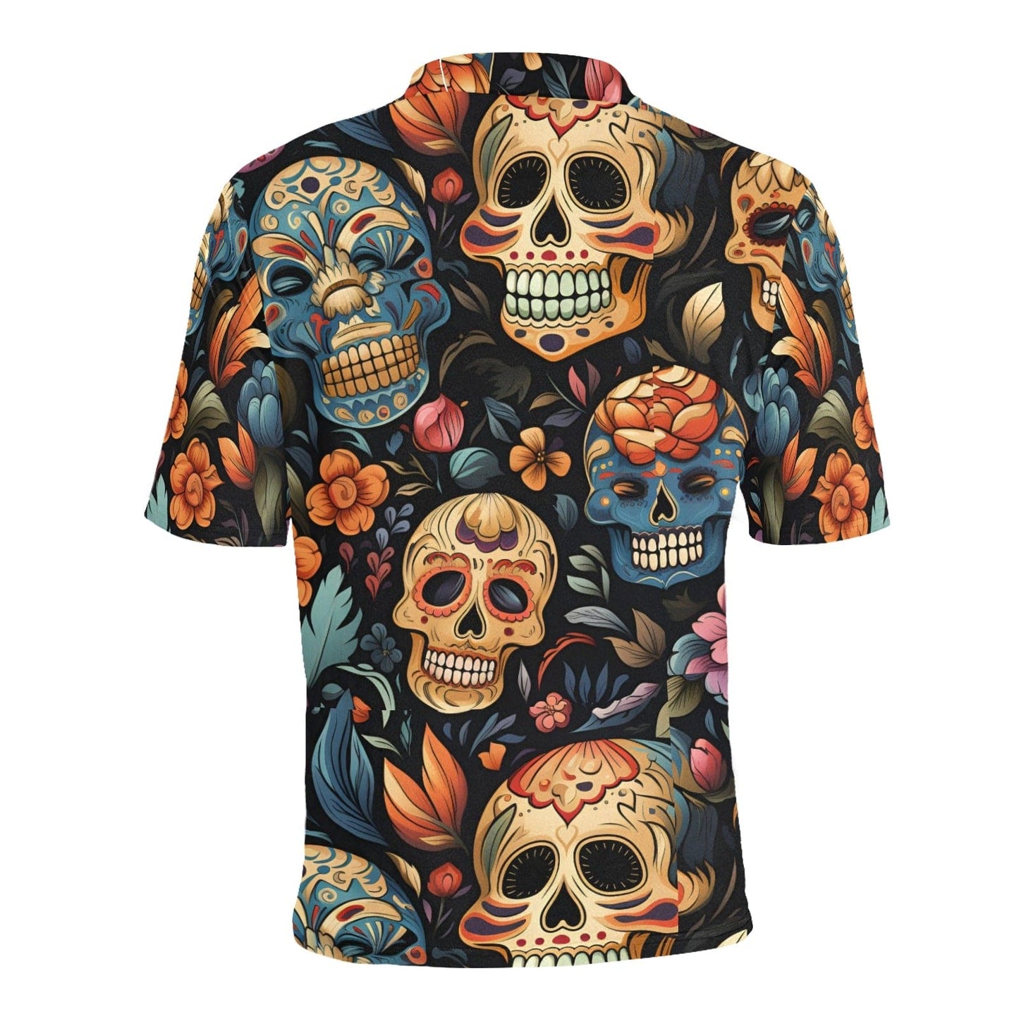 Skull Polo Shirt Laughing Sugar Skull Flowers Pattern Boys Polo Shirts Colorful