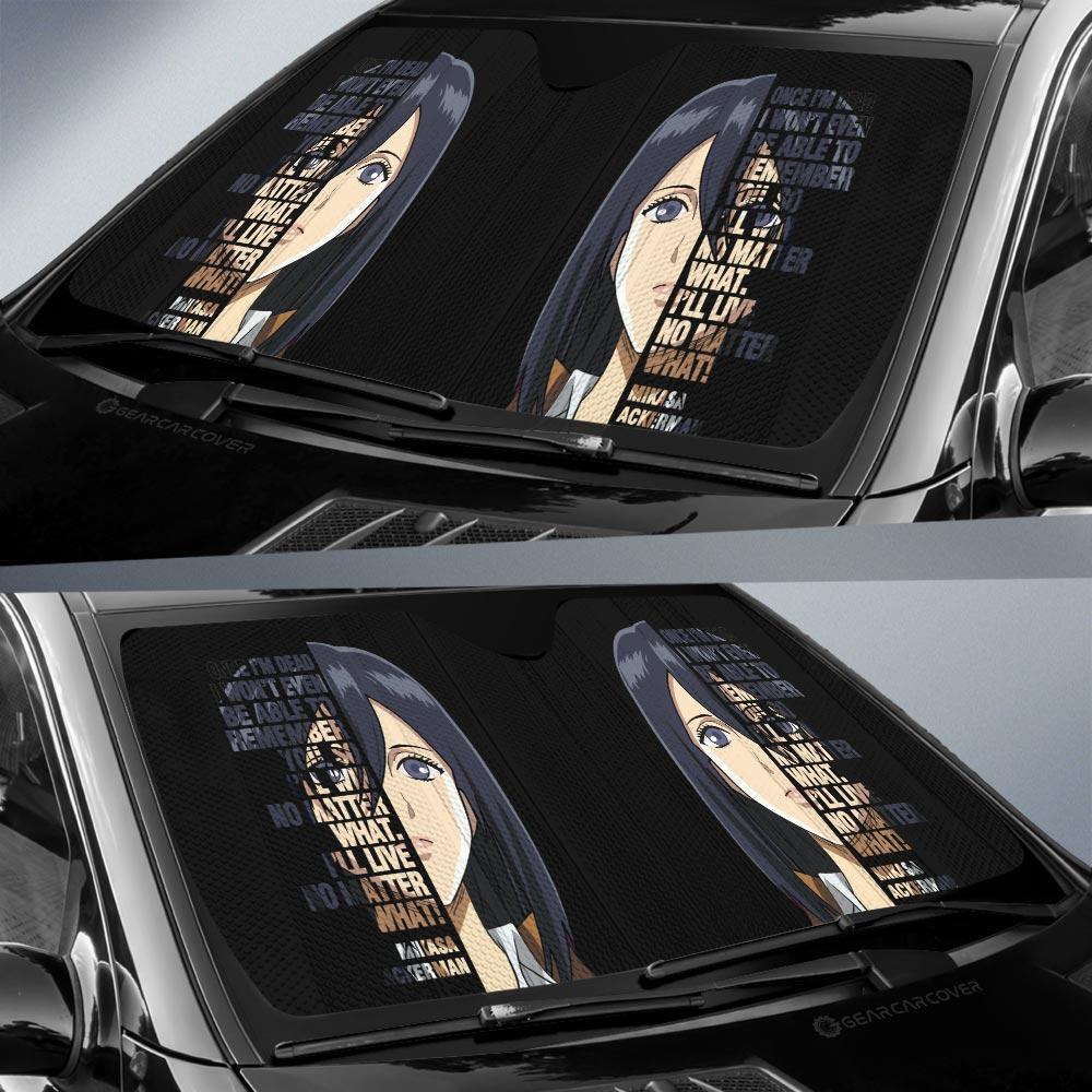Attack On Titan Car Sun Shade Mikasa Ackerman Quotes Pattern Winshield Sun Shade Black Brown