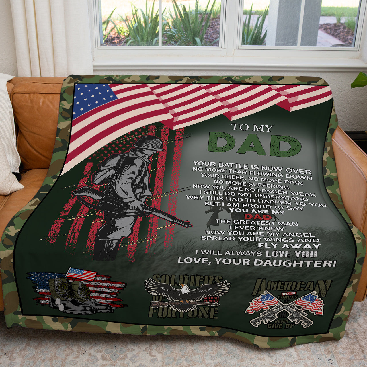 Veteran Blanket To My Dad I Will Always Love You Blanket Green