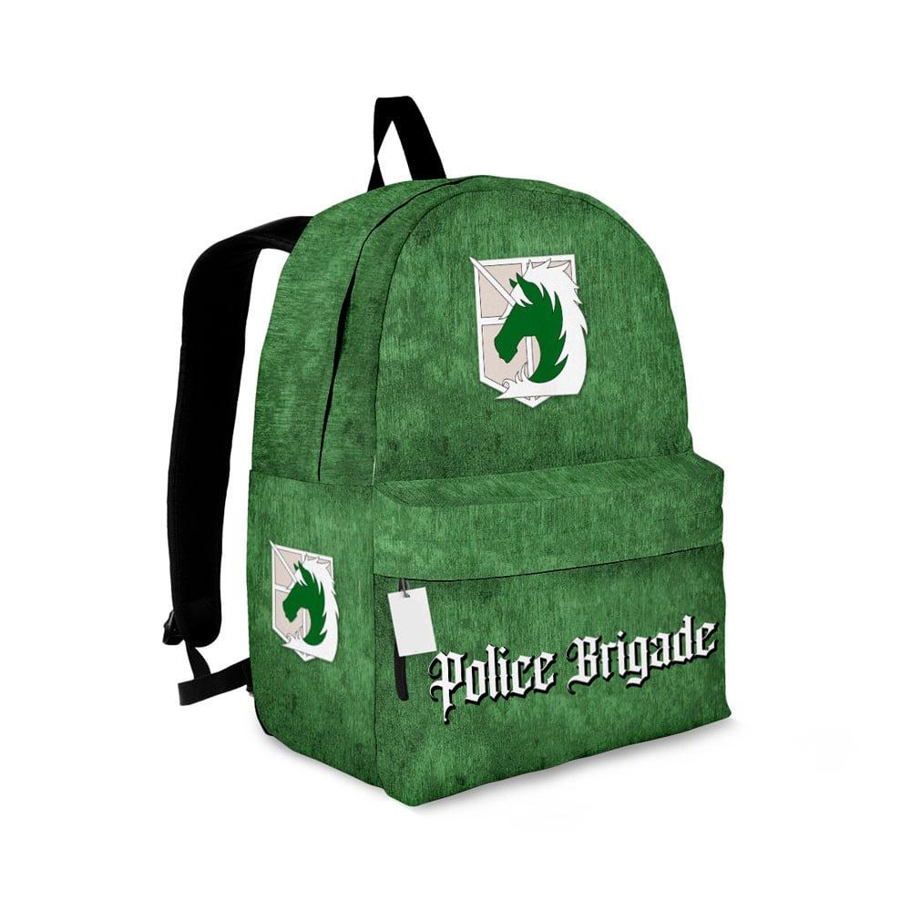 Attack On Titan Backpack Military Police Brigade Symbol Backpacks Green