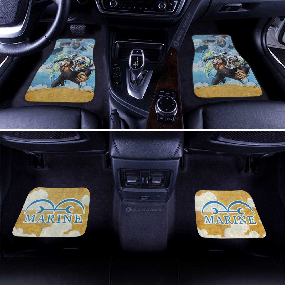 One Piece Car Mats Young Monkey D Garp Jolly Roger Symbol Car Floor Mats Blue Yellow