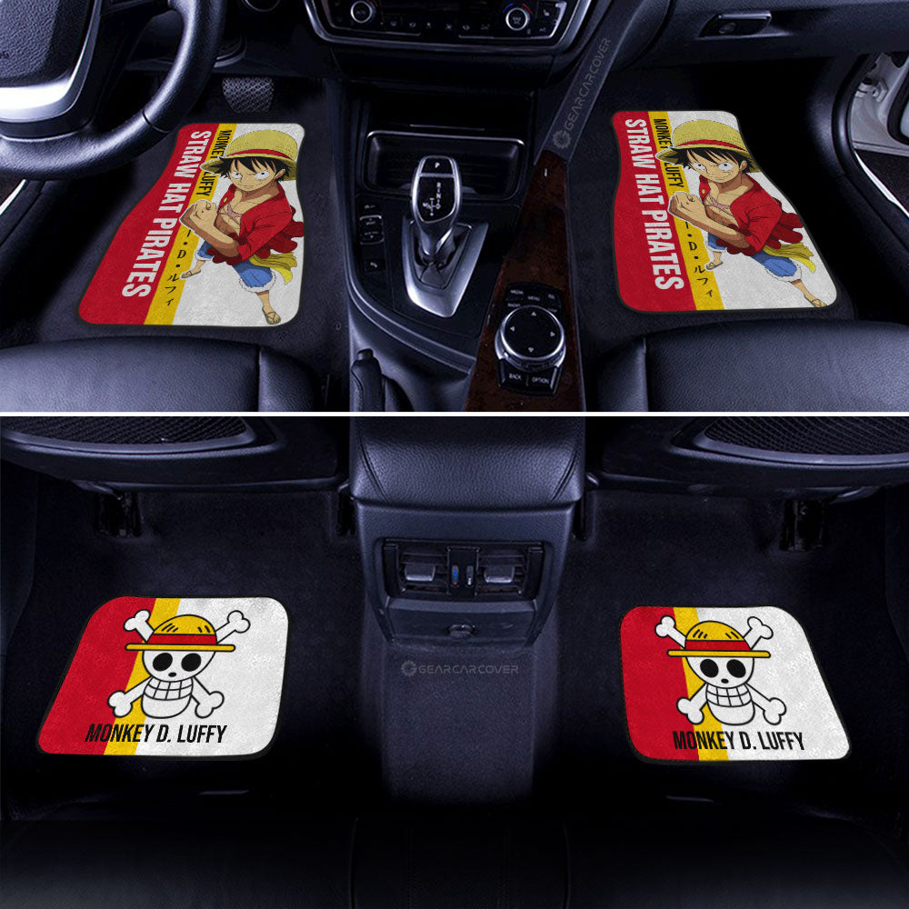 One Piece Car Mats Monkey D Luffy Straw Hat Pirates Graphic Car Floor Mats Red Yellow