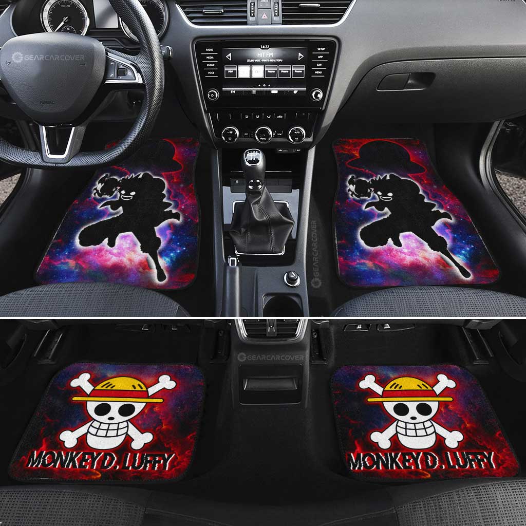 One Piece Car Mats One Piece Luffy Silhouette Jolly Roger Symbol Car Floor Mats Colorful