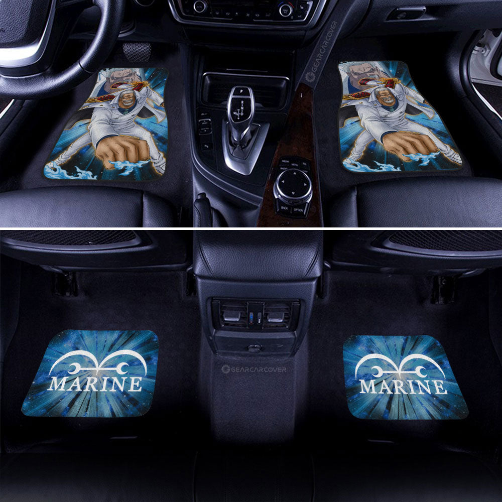One Piece Car Mats Monkey D Garp Marine And Wanted Poster Graphic Car Floor Mats White Blue