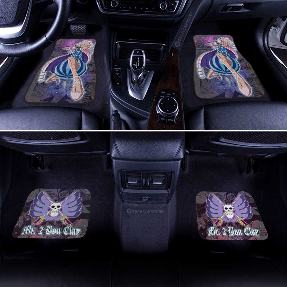 One Piece Car Mats Mr 2 Bon Kurei Manga Pattern Jolly Roger Symbol Galaxy Car Floor Mats Purple