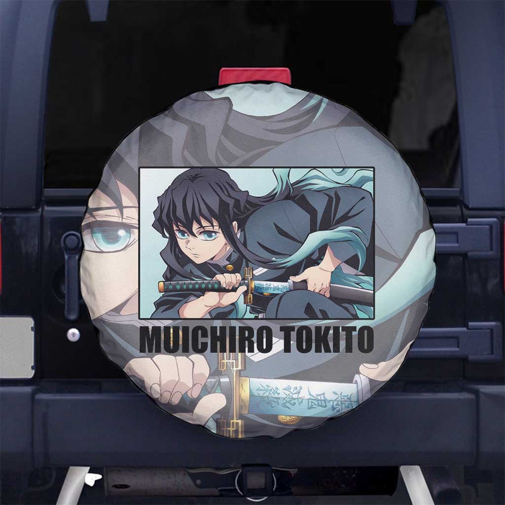Demon Slayer Spare Tire Cover Demon Slayer Muichiro Tokito Graphic Tire Covers Black Blue
