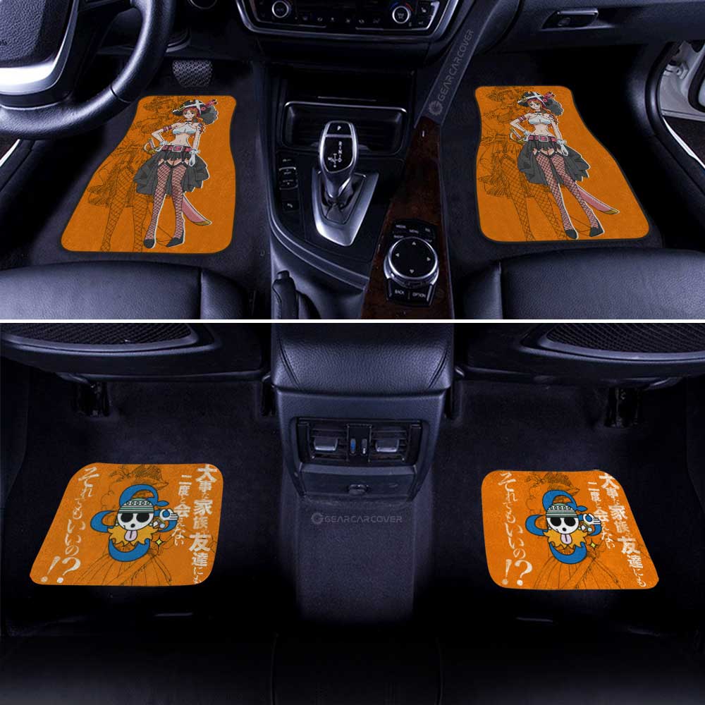 One Piece Car Mats Nami Pretty Gown Jolly Roger Symbol Car Floor Mats Orange