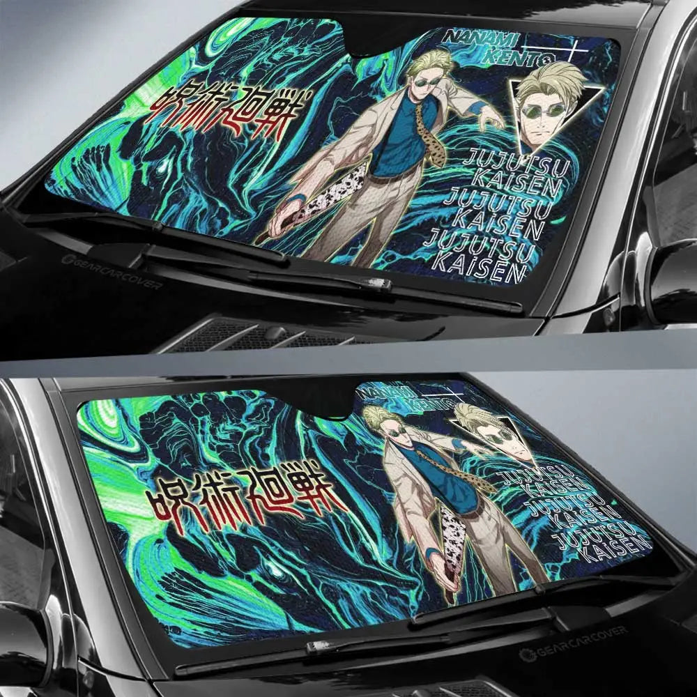 Jujutsu Kaisen Car Sun Shade Jujutsu Kaisen Sorcerer Nanami Kento Winshield Sun Shade Black Green