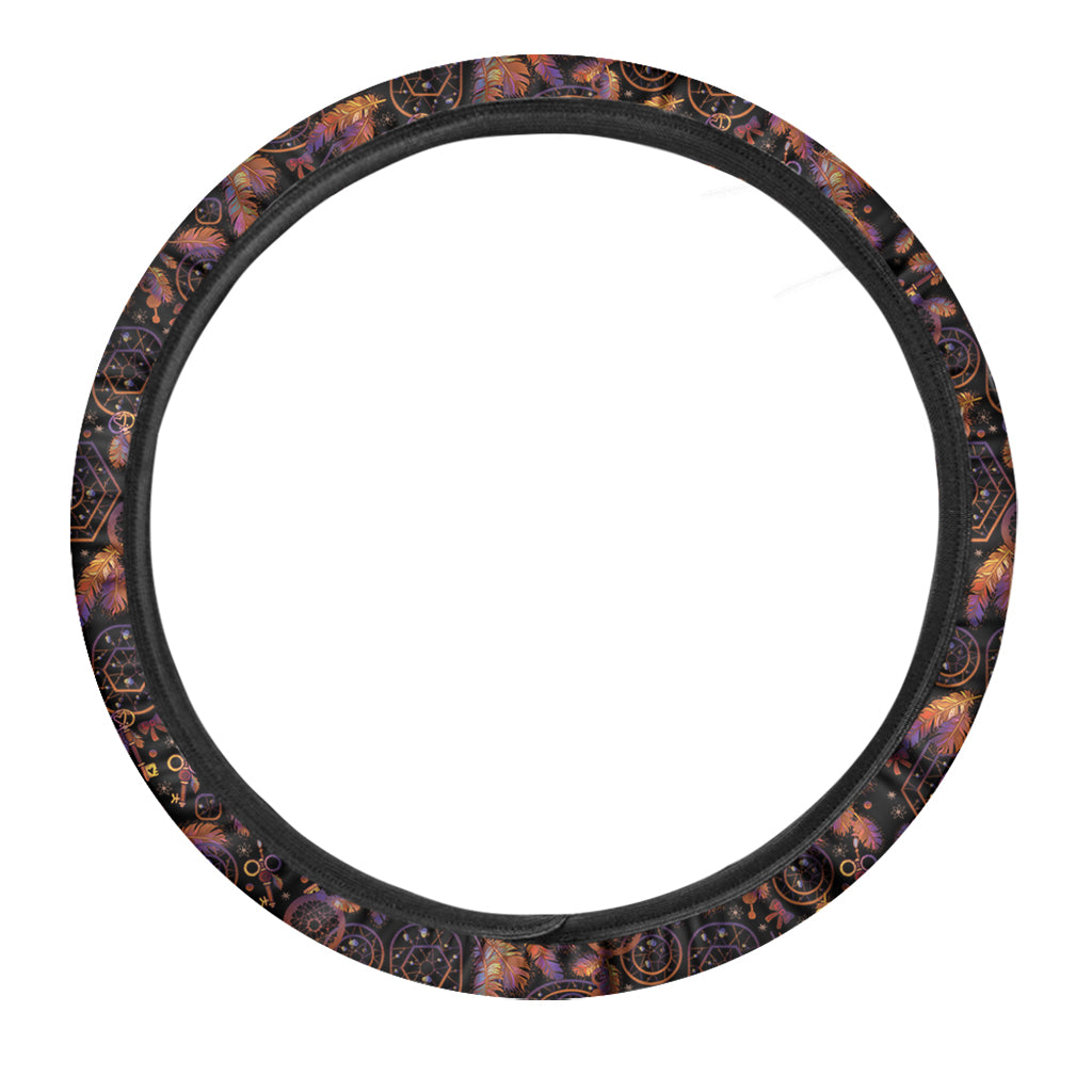 Native America Steering Wheel Cover Native American Key Dreamcatcher Pattern Driving Wheel Cover Colorful
