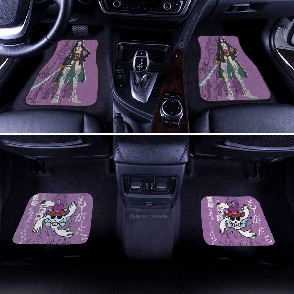 One Piece Car Mats Cool Clothes Nico Robin Jolly Roger Symbol Car Floor Mats Purple