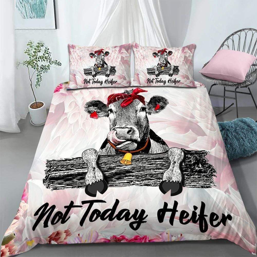 Cow Bedding Set Not Today Heifer Cow Duvet Covers Pink Unique Gift