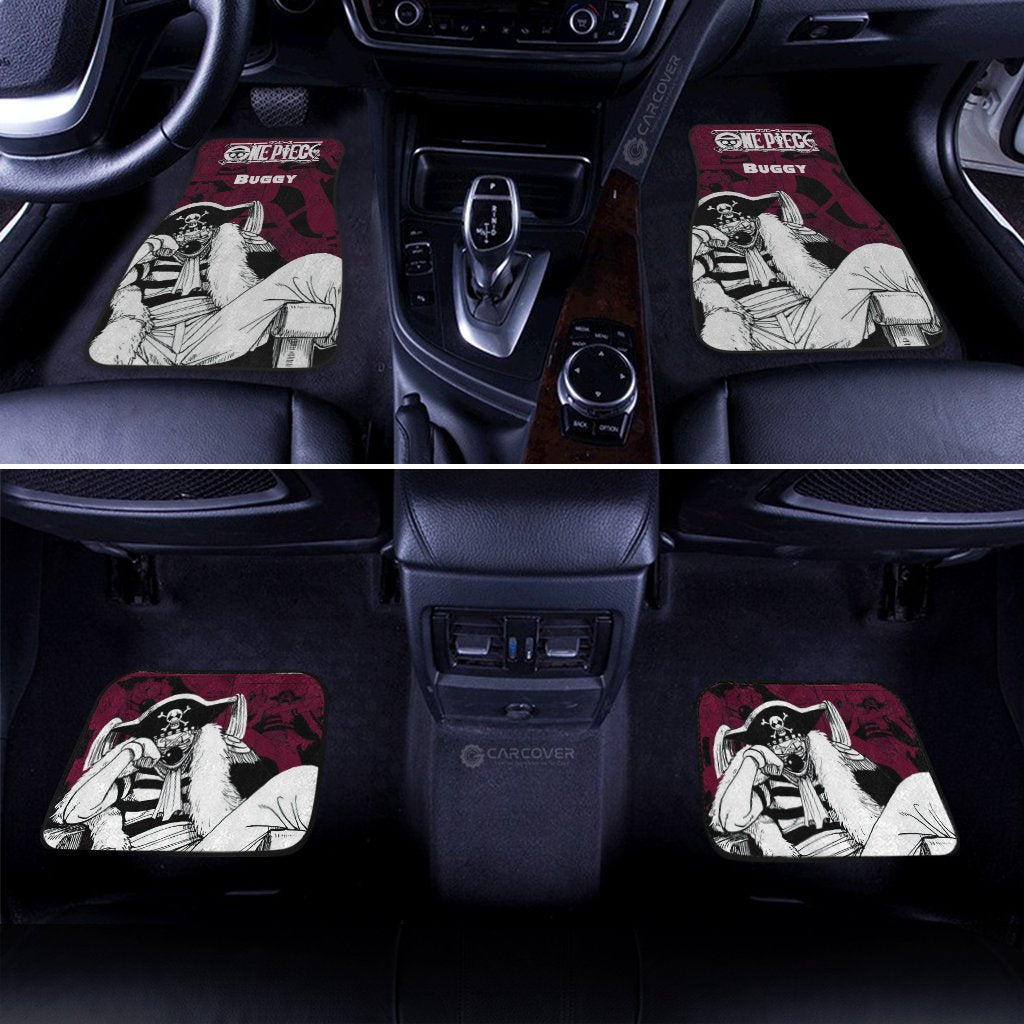 One Piece Car Mats One Piece Cool Buggy Graphic Manga Pattern Car Floor Mats White Pink