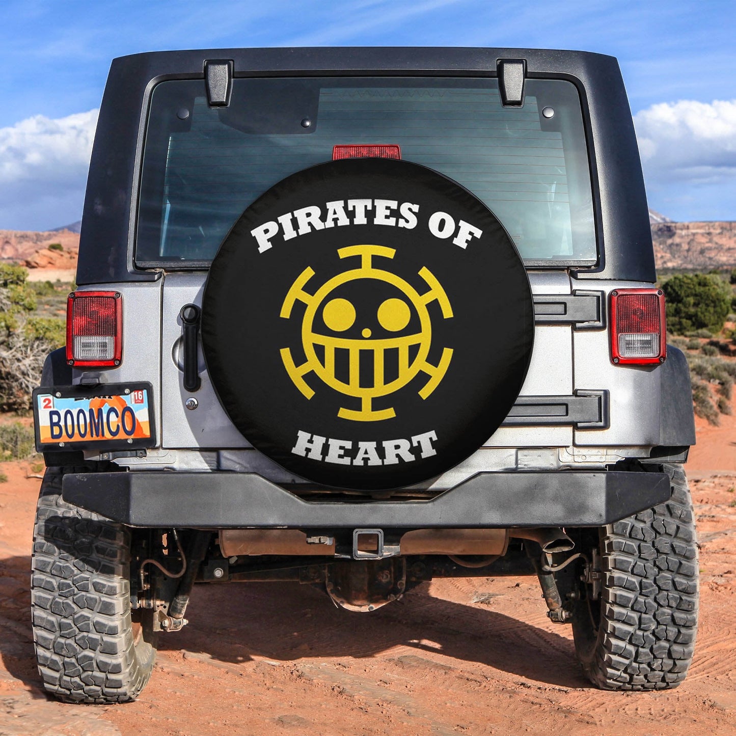 One Piece Spare Tire Cover One Piece Pirate Of Heart Symbol Tire Covers Black Yellow