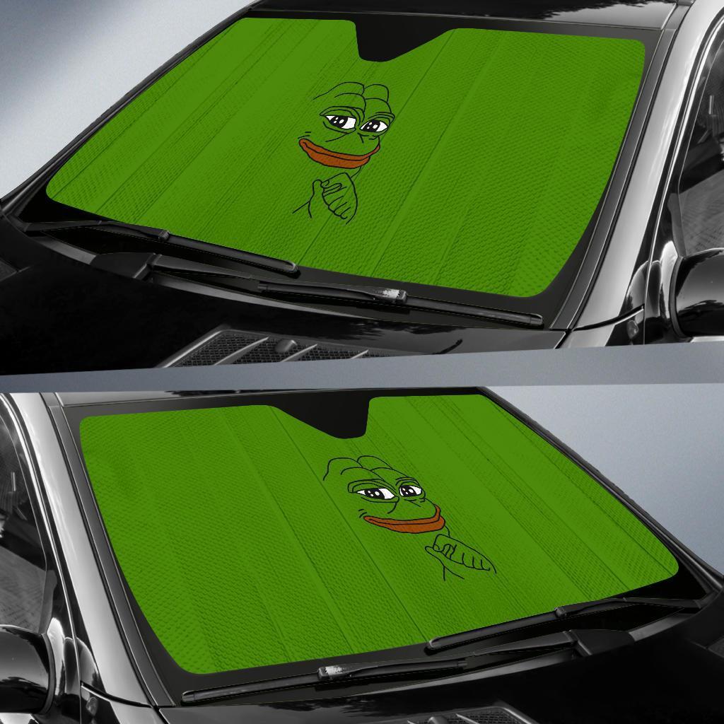 Funny Car Sun Shade Funny Meme Pepe The Frog Winshield Sun Shade Green