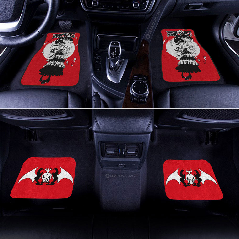 One Piece Car Mat One Piece Character Perona Jolly Roger Symbol Car Floor Mats Red Black