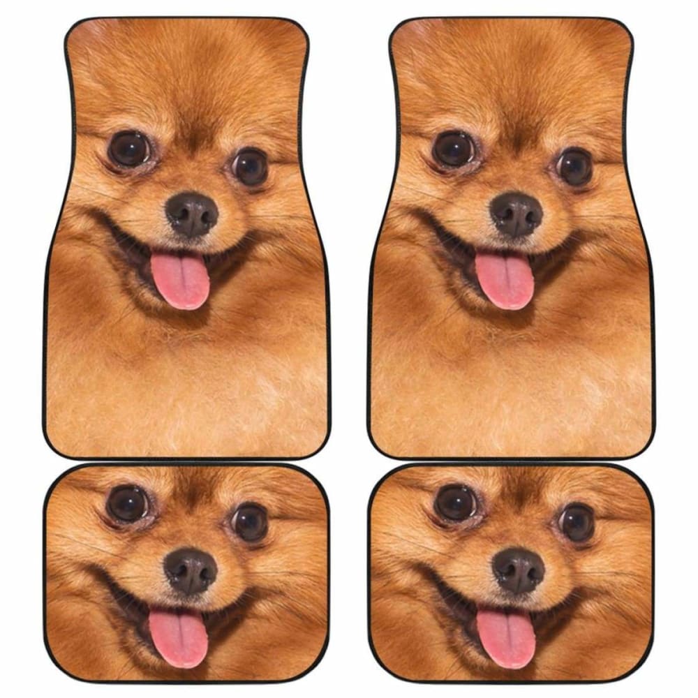 Dog Car Floor Mats Cute Close Up Happy Face Pomeranian Dog Graphic Car Mats