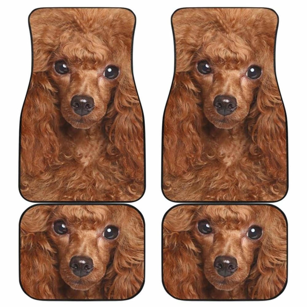 Dog Car Floor Mats Close Up Face Poodle Graphic Brown Car Mats