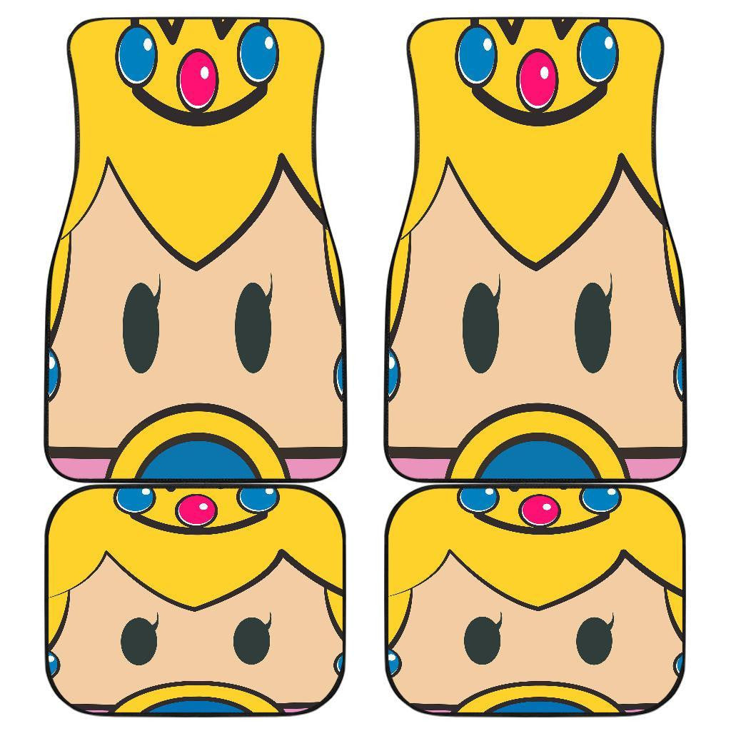 Mario Car Mats Game Character Princess Peach Face Details Pattern Car Floor Mats Yellow Pink