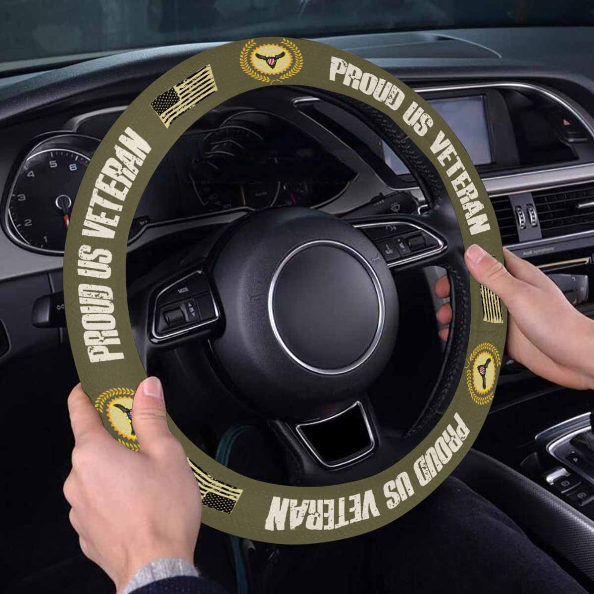 Veteran Steering Wheel Cover Proud US Veteran American Flag Driving Wheel Cover Green