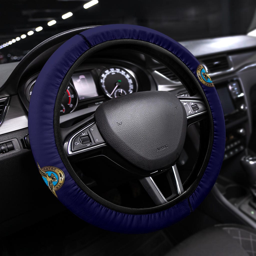 Veteran Steering Wheel Cover Royal Air Force Symbol Pattern Driving Wheel Cover Blue