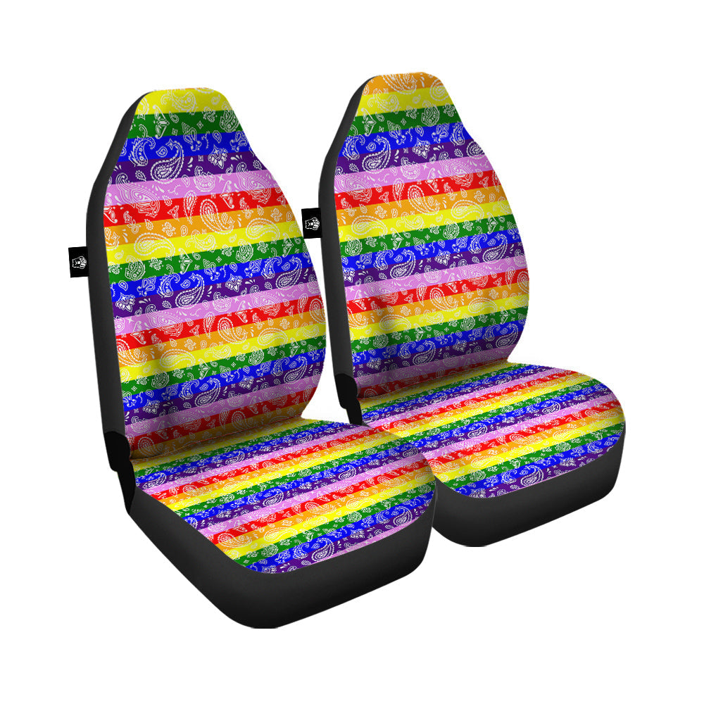 LGBT Car Seat Covers Rainbow LGBT Paisley Bandana Pattern Seat Covers Colorful
