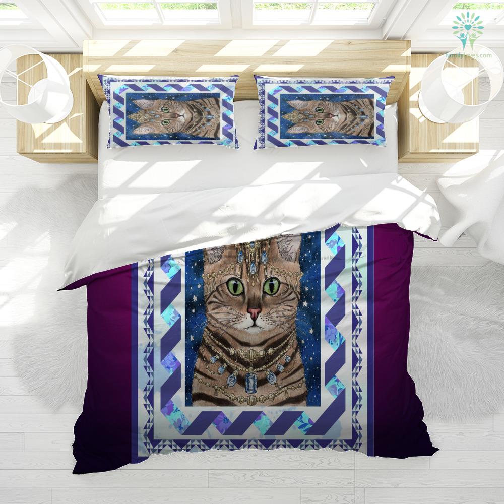 Cat Bedding Set Royal Cat With Jewelry Duvet Covers Blue Unique Gift
