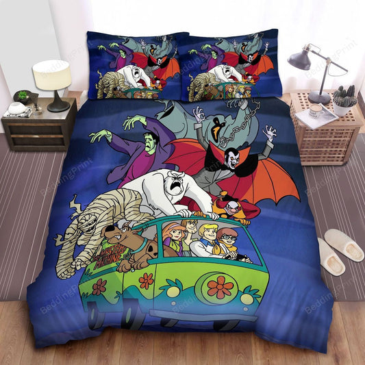 Scooby-Doo Bedding Set Scooby-Doo Vampire Mummy And Frankenstein Duvet Covers Colorful Unique Gift