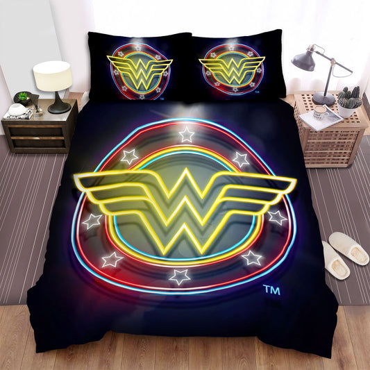 Wonder Woman Bedding Set DC Symbols Of Hope Wonder Woman Neon Duvet Covers Blue Unique Gift