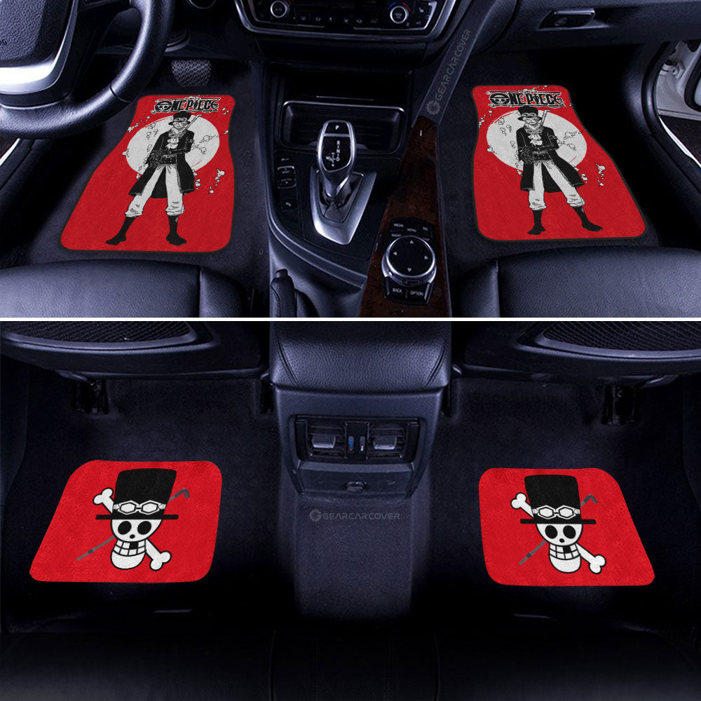 One Piece Car Mats Sabo Graphic Jolly Roger Symbol One Piece Logo Car Floor Mats Red