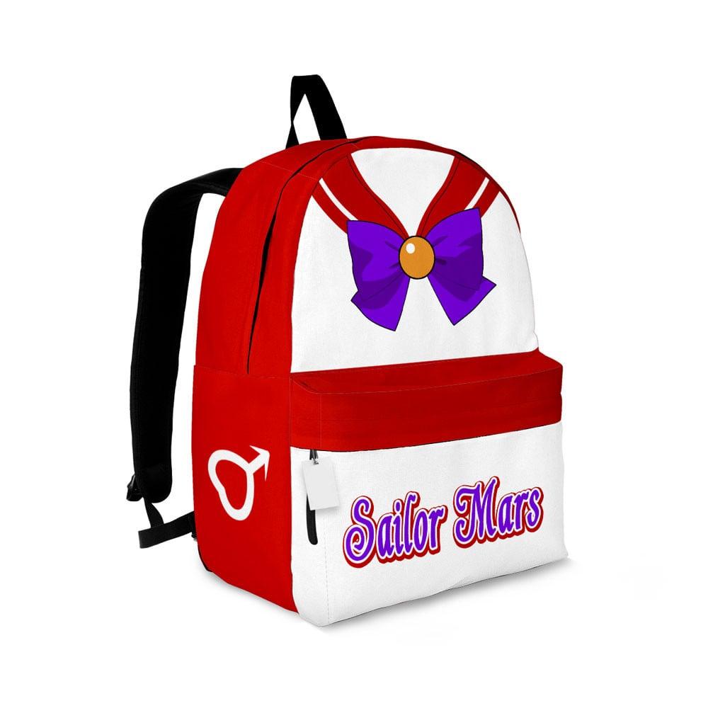 Sailor Moon Backpack Sailor Mars Character Details Pattern Backpacks White Red