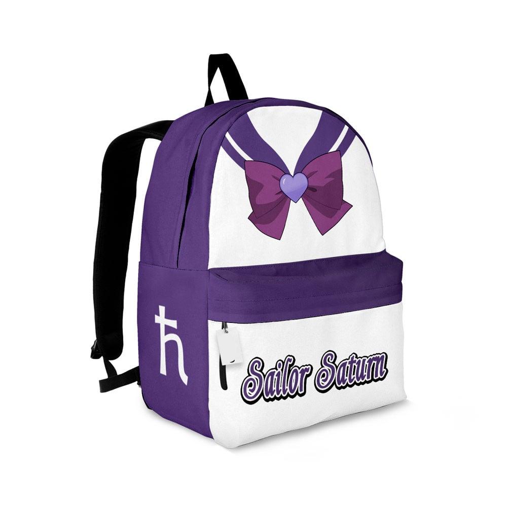 Sailor Moon Backpack Sailor Saturn Character Details Pattern Backpacks White Purple