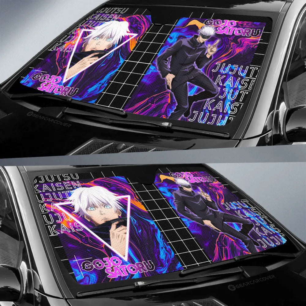 Jujutsu Kaisen Car Sun Shade Satoru Gojo Jujutsu Kaisen Character Winshield Sun Shade Black Purple