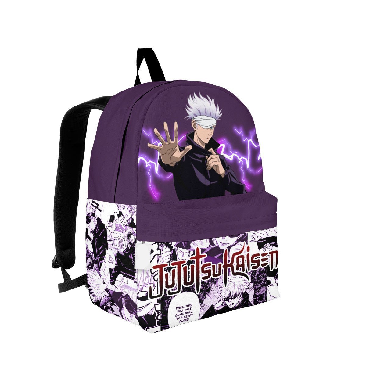 Jujutsu Kaisen Backpack Satoru Gojo Manga Pattern Backpacks Purple White