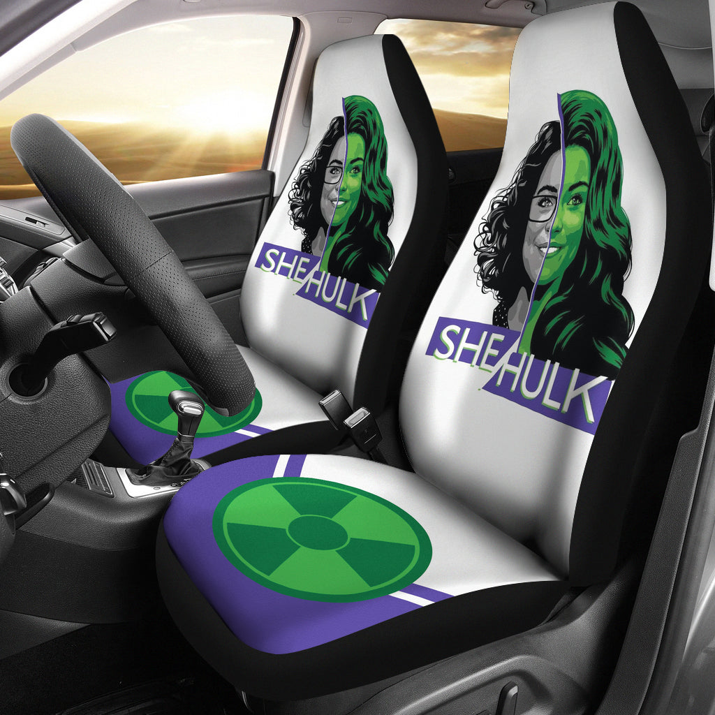 Hulk Car Seat Covers MV She Hulk Symbol Graphic Seat Covers White Green