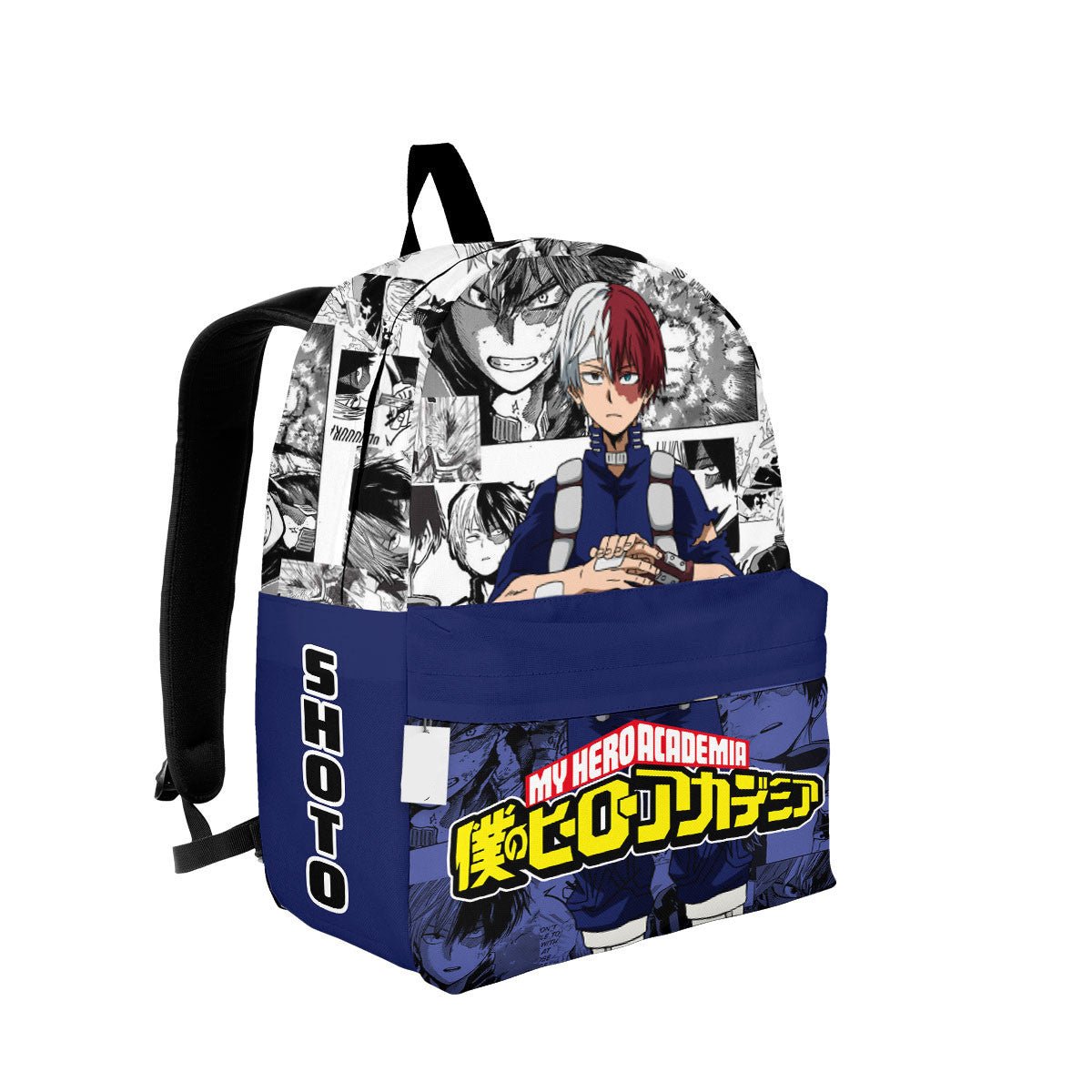 My Hero Academia Backpack Shoto Todoroki Manga Pattern Backpacks Gray Blue