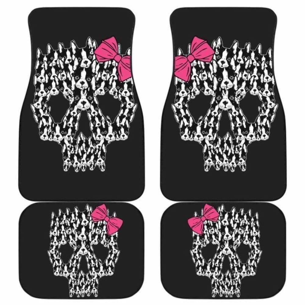 Dog Car Floor Mats Skull Girls And Dogs Ribbon Pattern Car Mats