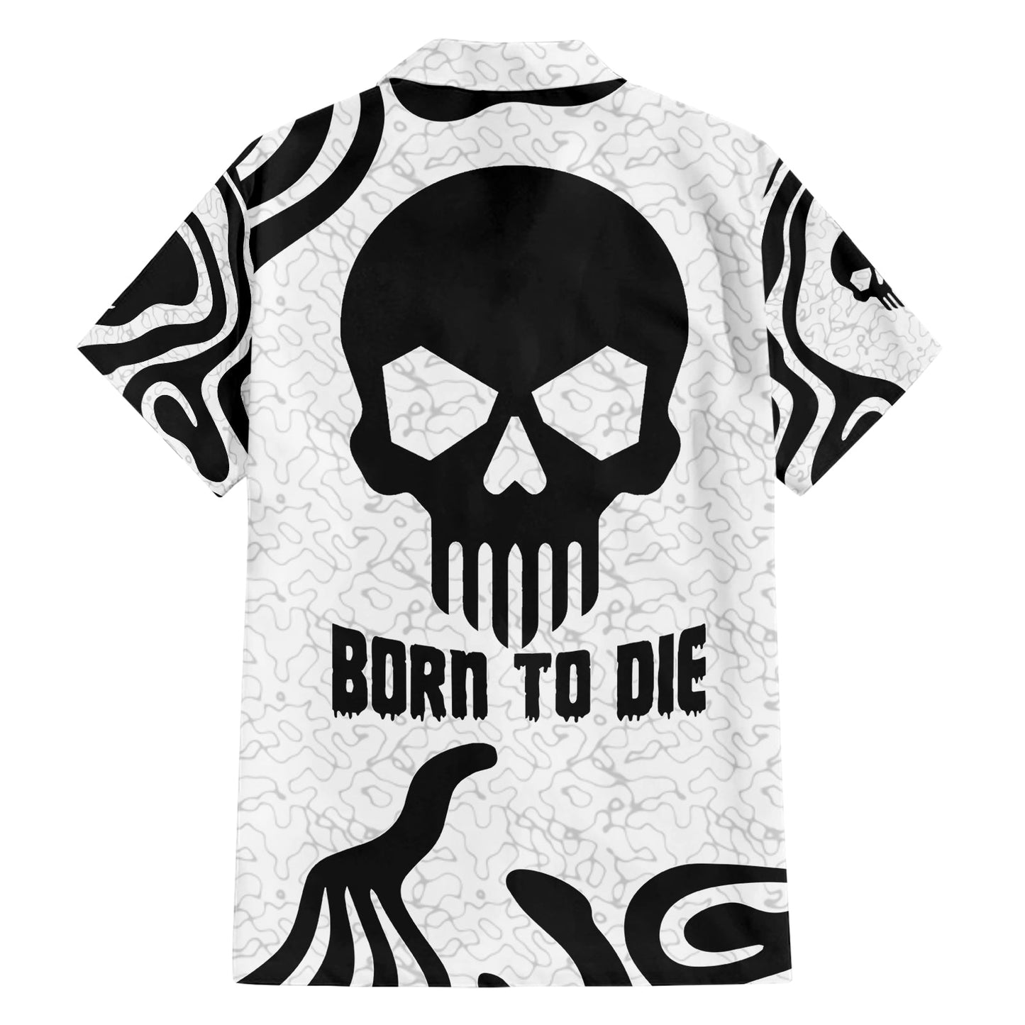 Skull Hawaii Shirt Skull Born To Die Pattern Hawaiian Shirt Black White Unisex