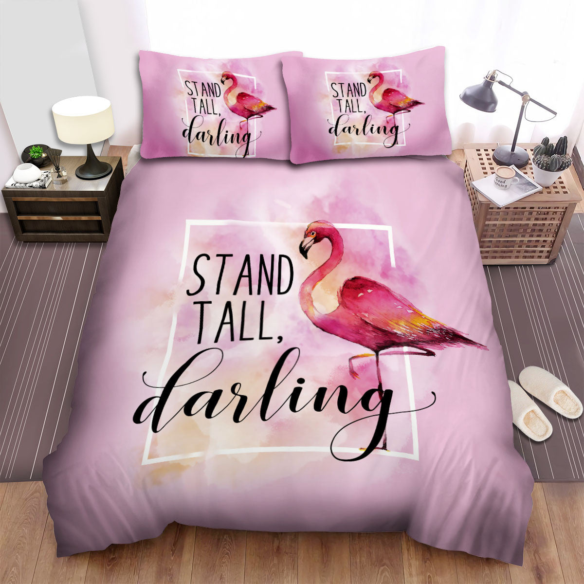 Flamingo Bedding Set Stand Tall Darling Flamingo Duvet Covers Pink Unique Gift