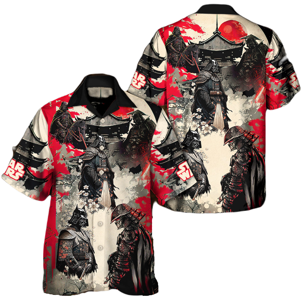 SW Hawaii Shirt Samurai Darth Vader Japanese Style Hawaiian Shirt Black Red Unisex