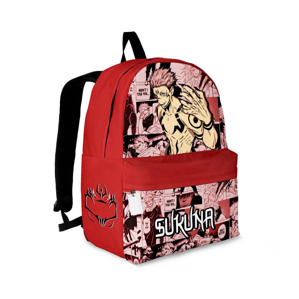 Jujutsu Kaisen Backpack Sukuna Ryoumen Graphic Symbol Manga Pattern Backpacks Red