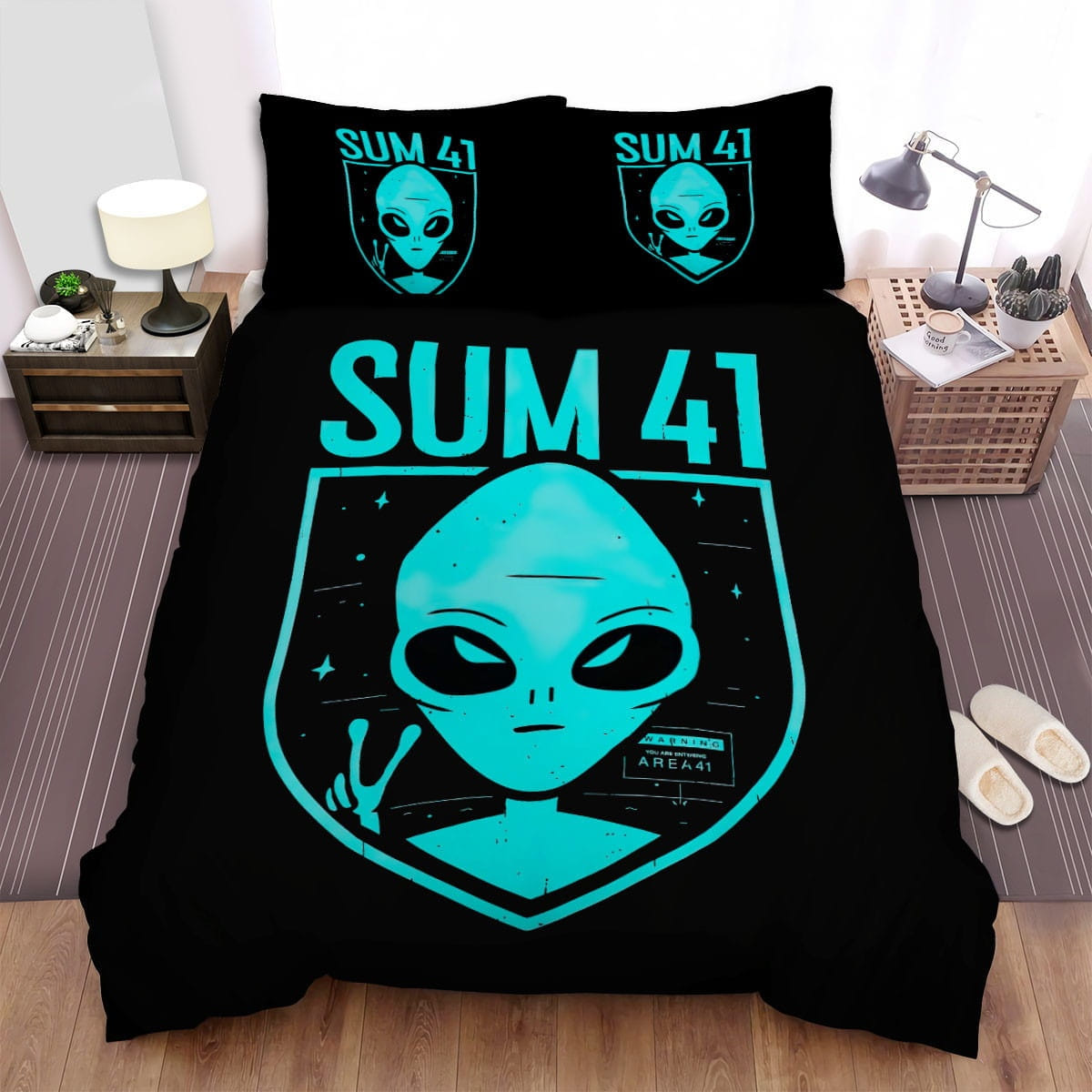 Alien Bedding Set Sum 41 Alien Graphic Duvet Covers Black Blue Unique Gift