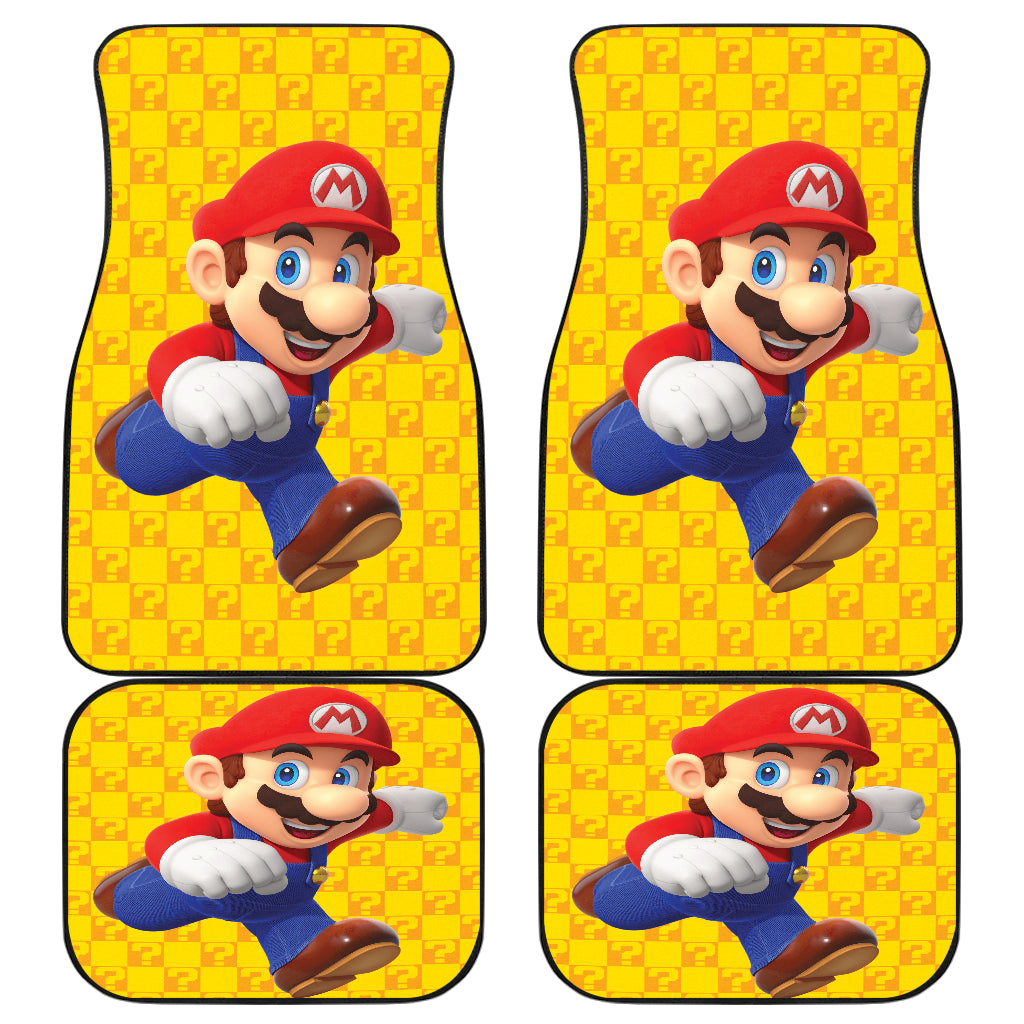 Mario Car Mats Mario On The Run Question Box Pattern Car Floor Mats Yellow
