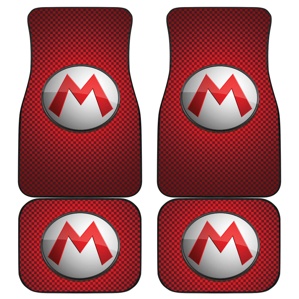 Mario Car Mats Mario M Symbol Game Pattern Car Floor Mats Red