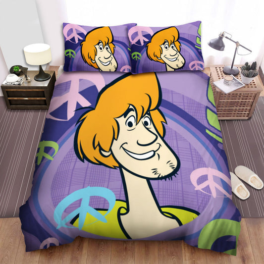 Scooby-Doo Bedding Set The Scooby-Doo Shaggy Peace Sign Pattern Duvet Covers Purple Unique Gift