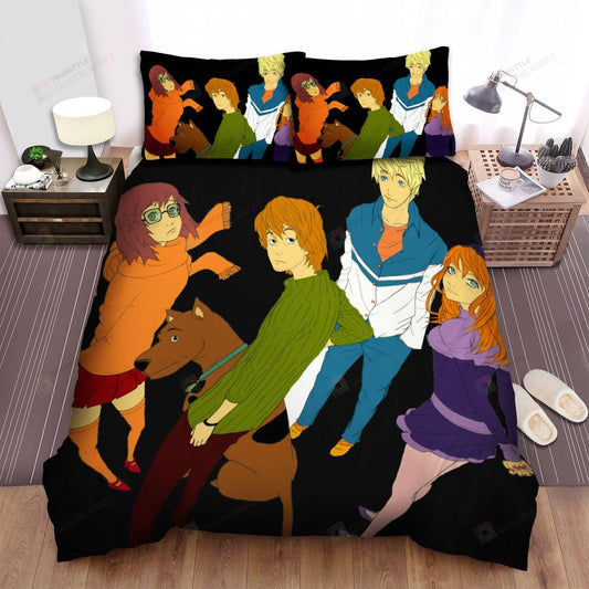 Scooby-Doo Bedding Set The Scooby-Doo Characters In Anime Style Duvet Covers Colorful Unique Gift