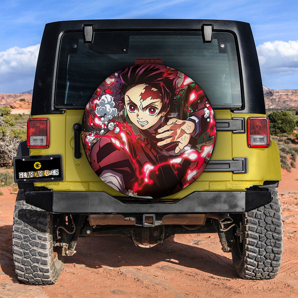 Demon Slayer Spare Tire Cover Kamado Tanjiro Fighting Pose Tire Covers Colorful
