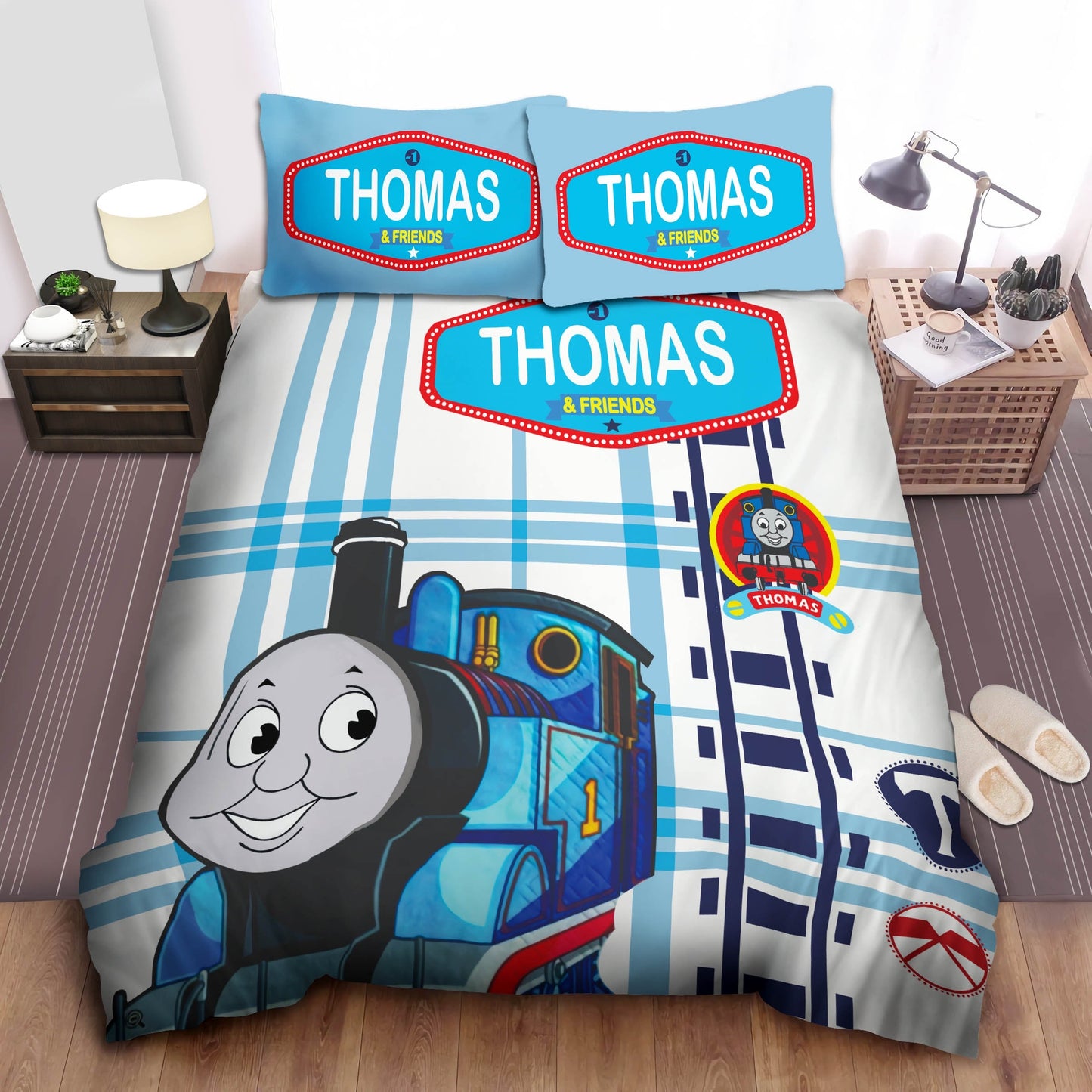 Thomas Train Bedding Set Thomas Train And The Rail Track Duvet Covers Blue White Unique Gift